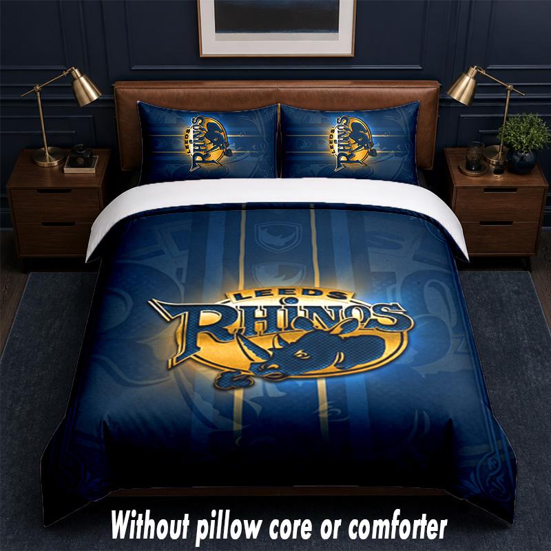 Leeds Rhinos Design Set Biancheria da Letto 1 Copripiumino + 2 Federe Morbido Traspirante Biancheria da Letto per la Casa