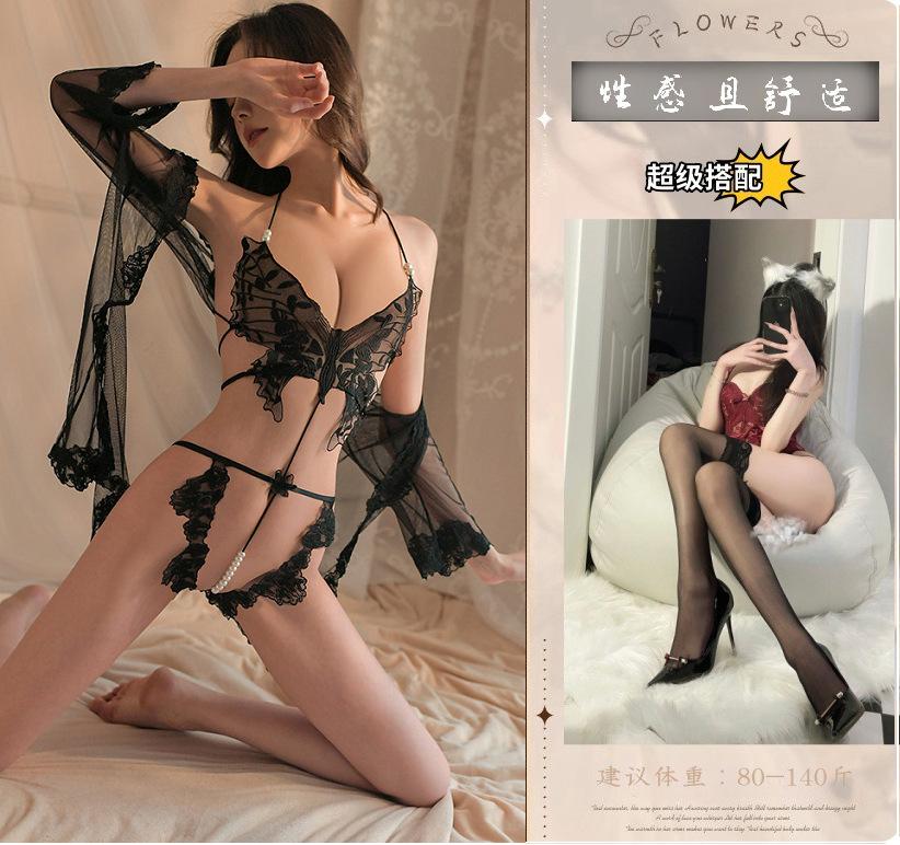 Sex Underwear Sexy Perspective Butterfly Straps Flirty Underwear Outer Blouse Sex Women's Suit