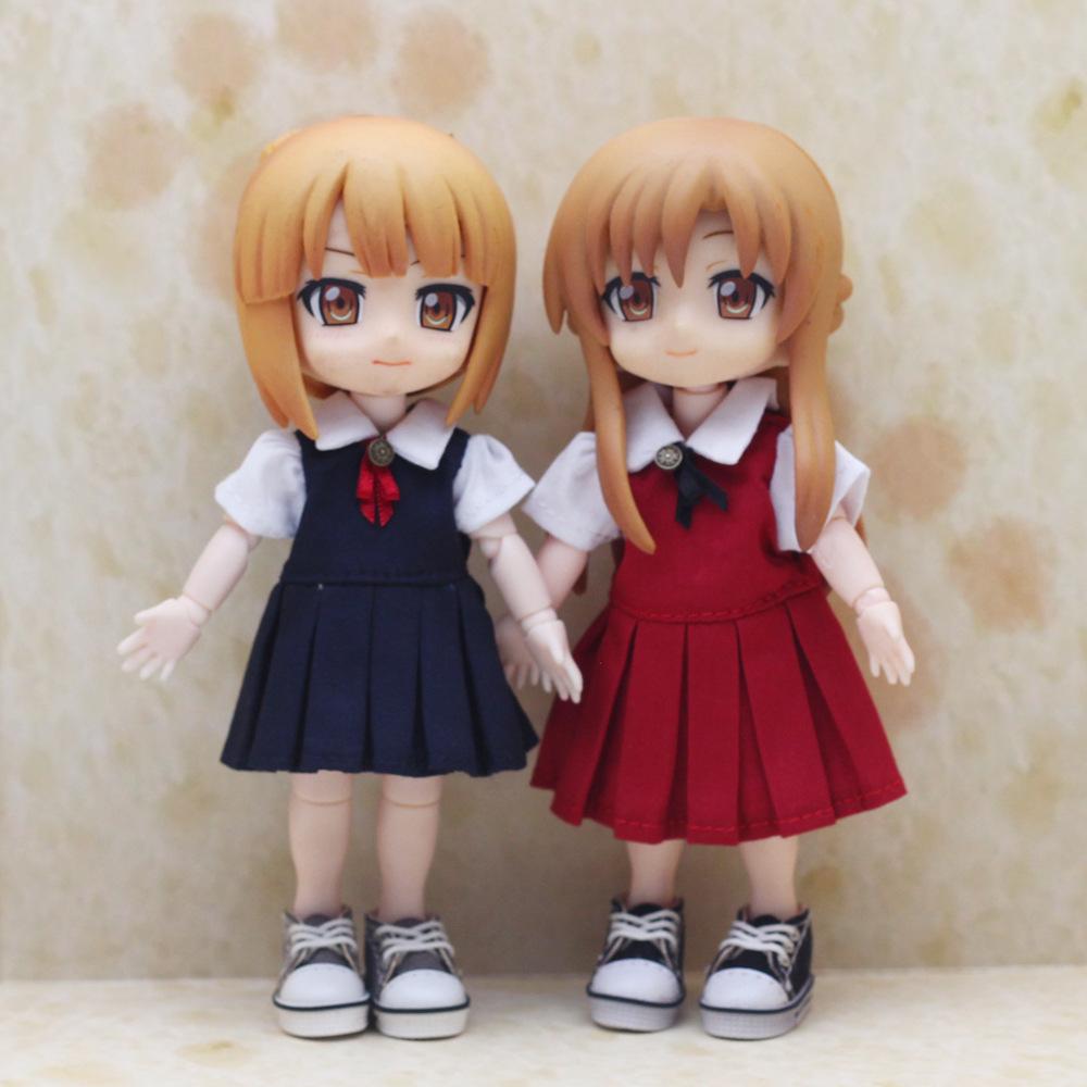 For 1/12 Bjd Doll Clothes Set - British Style Kindergarten Skirt Outfit For Baby Doll Dress Up Accessories (No Doll)