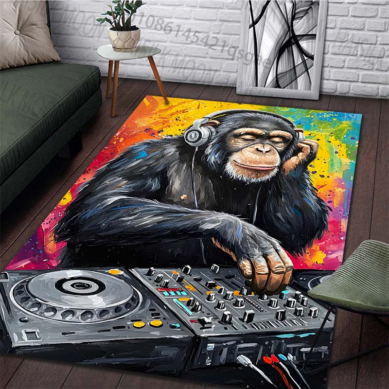 A Gorilla On a Graffiti-Style Album Cover Print Carpet for Living Room Bedroom Sofa Home Decor Non-slip Mat Luxury Gift