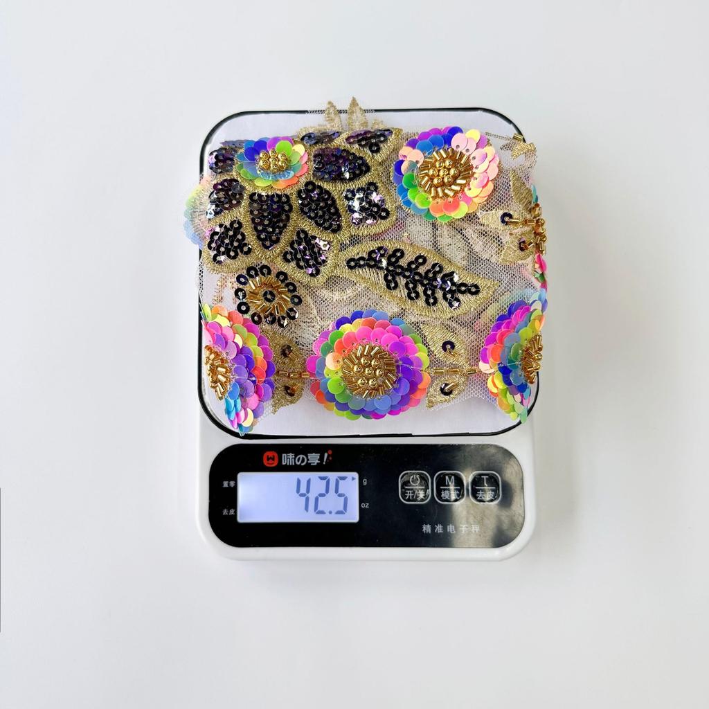 Heavy Industry Handmade Beaded Sequins Colorful Applique Clothing Evening Dress Performance Clothing Decorative Accessories Front Collar Cloth Sticker