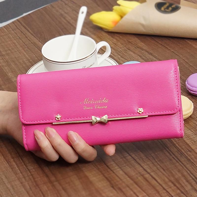 2025 Korean Style Cute Bow Buckle Ladies' Wallet with Rivets