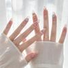 Low-Saturation Atmospheric Creamy Blue Floral Dopamine Polka Dot Gentle Exquisite Press On Nails, Removable Fake Nails 24Pcs