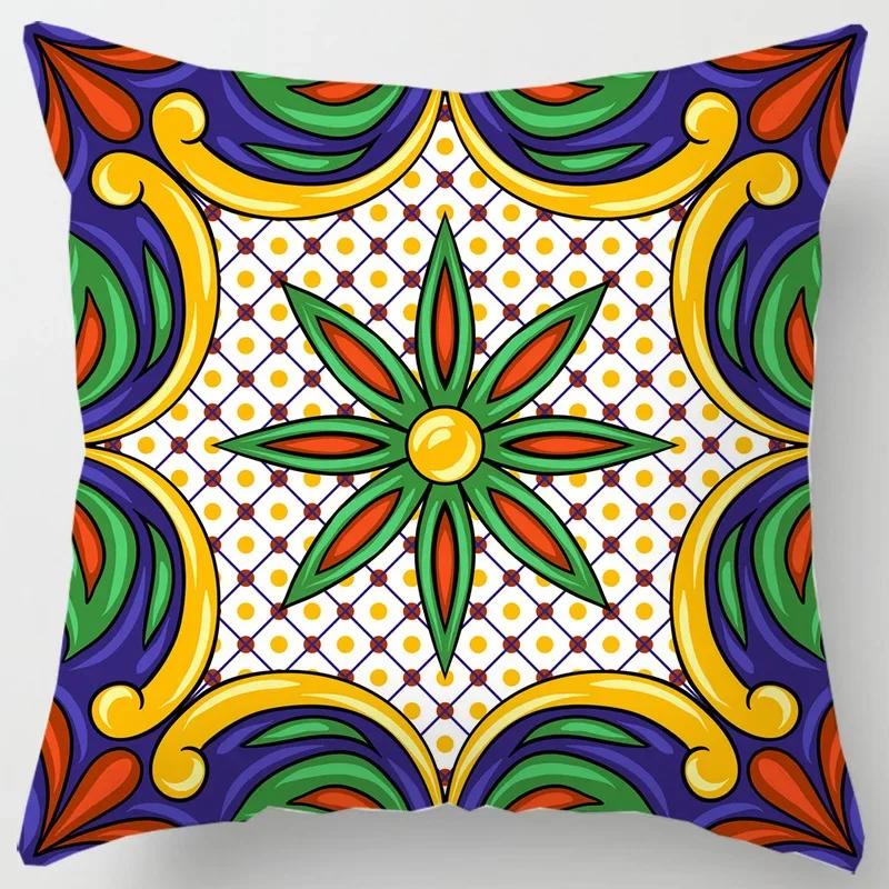 Colorful National Floral Antique Porcelain Print Pillowcase Comfortable Sofa Car Seat Cushion Cover Bohemian Hippie Home Decor