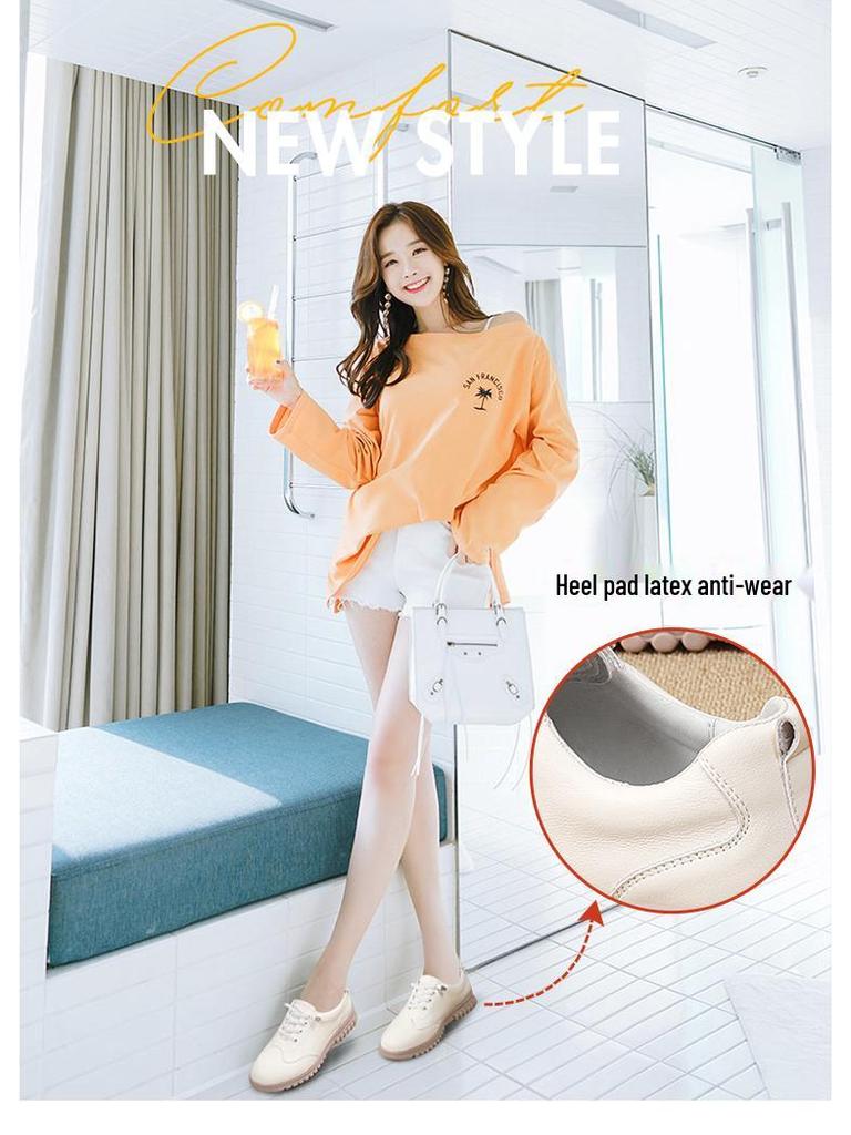 Woodpecker Women's Genuine Leather Casual Shoes - 2025 Spring/Autumn, Soft Sole & Upper, Comfortable for Everyday Wear.