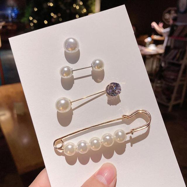 Pin Brooch Set Big Beads Stylish Stylish Clothing Brooches Pearl Lapel Pin Sweater Dress Pin Brooch Pins Badge Women Buckle AccessoriesFashion Jewelry