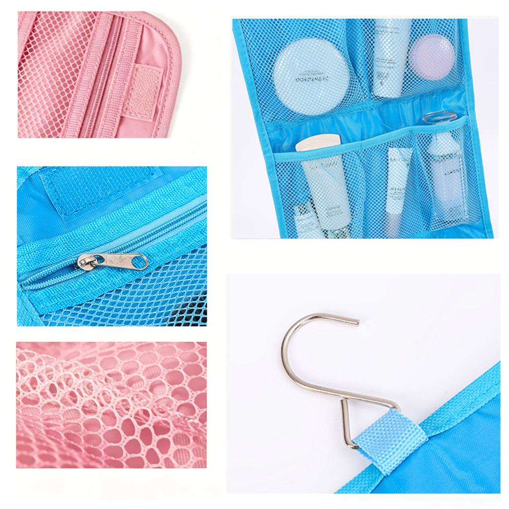 Portable Toiletry Washbag with Hanging Hook Large Capacity Travel Makeup Case Waterproof Women Bathroom Cosmetic Storage Bag