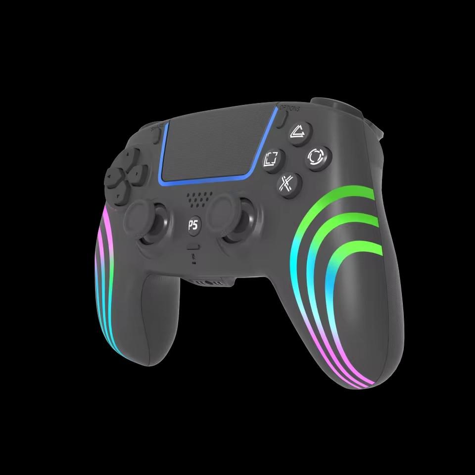 For PS5 Bluetooth Game Controller Hall Joystick Motion Sensing Vibration Wireless Controller with RGB Colorful Lighting Effect