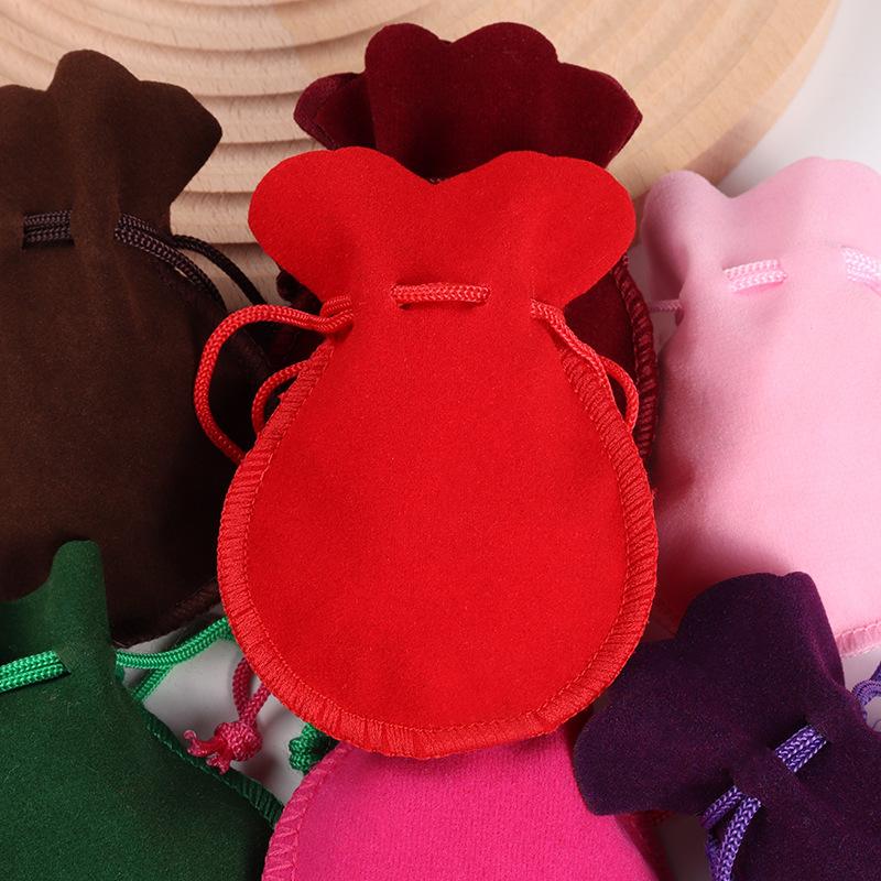 Gourd-Shaped Velvet Gifts Bags Colorful Drawstring Jewelry Bags Storage Pouches For Wedding Christmas Party Gifts Packaging Bags