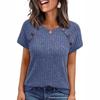 European and American Women's T-shirts Spring and Summer New Button Design Pit Short-sleeved Splicing Tops for Women