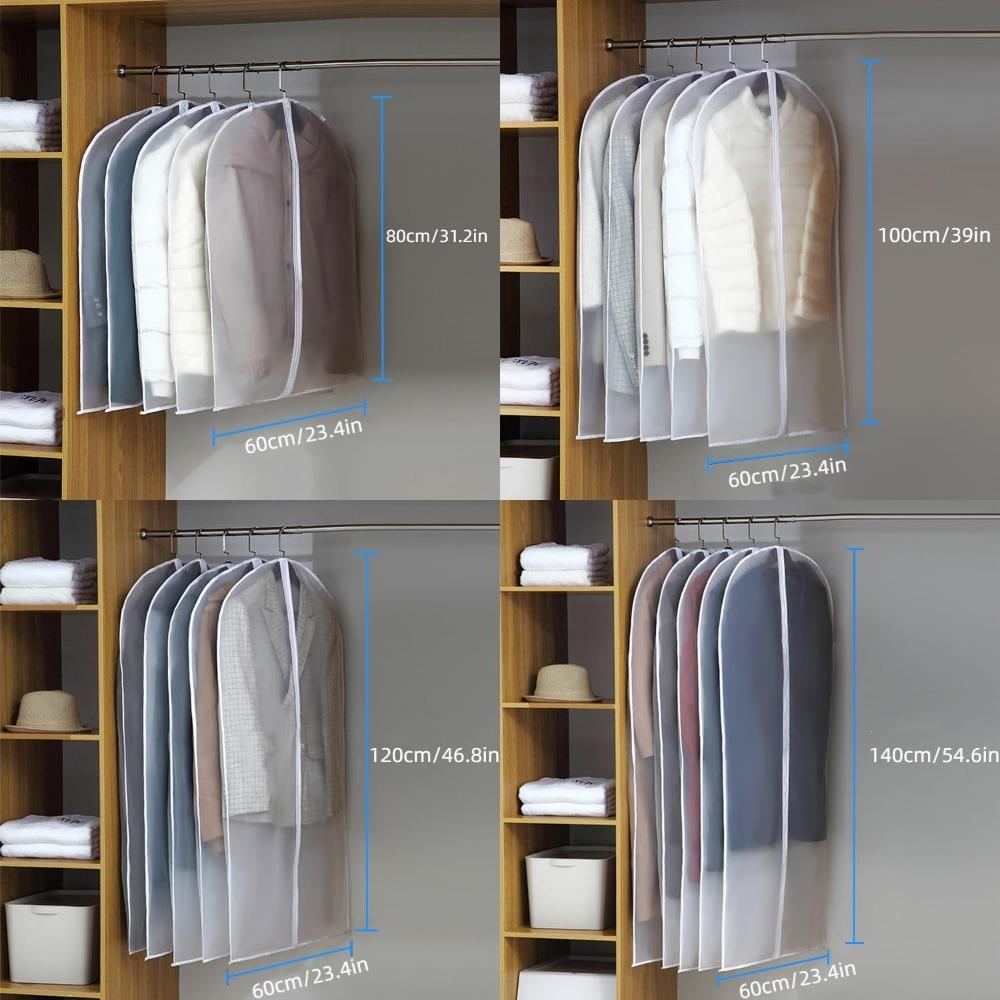 [Heavy-Duty Garment Bags] 5pcs Heavy-Duty Waterproof Garment Bags|Zippered Clothes Protectors,Hanging Closet Organizer,Dustproof&Wrinkle,Without Hooks