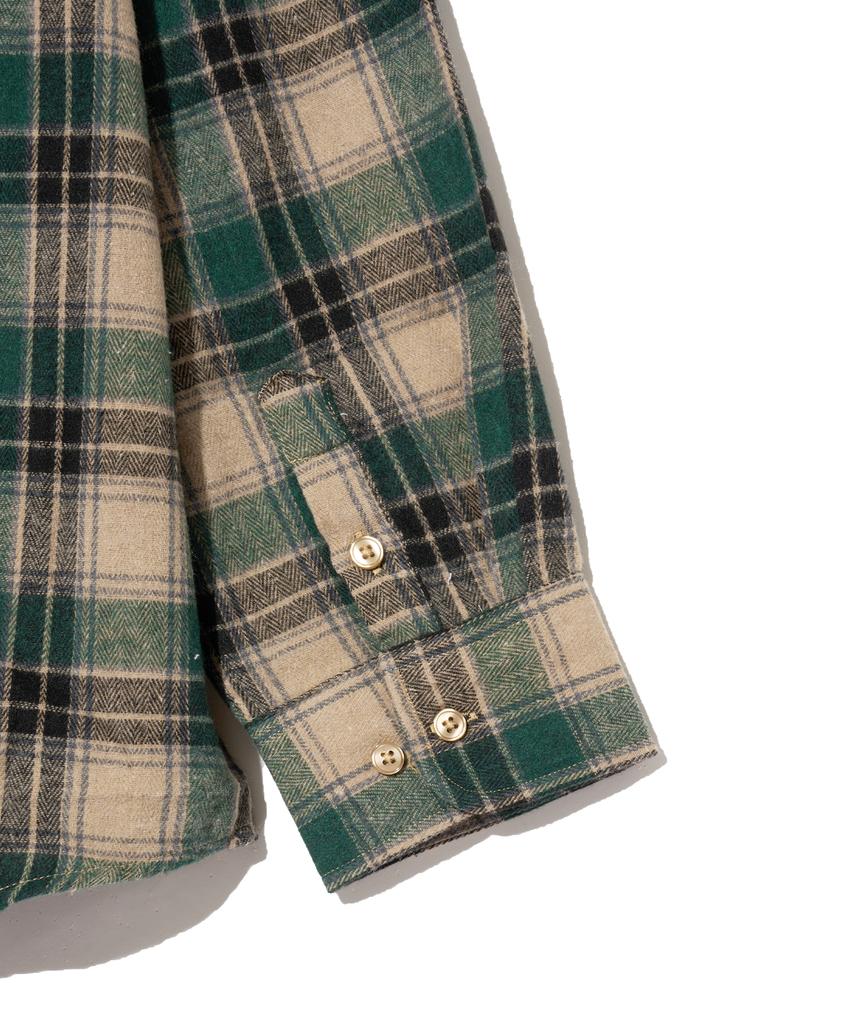 STANDARDERROR 87-Stan088 Hav Vintage Oversize Kieszeń Długi Rękaw Koszula w Kratę Zielona