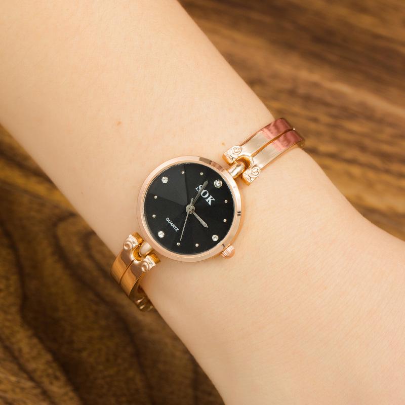 Korean Style Rhinestone Ceramic Women's Waterproof Quartz Watch with Steel Band & Fashion Bracelet