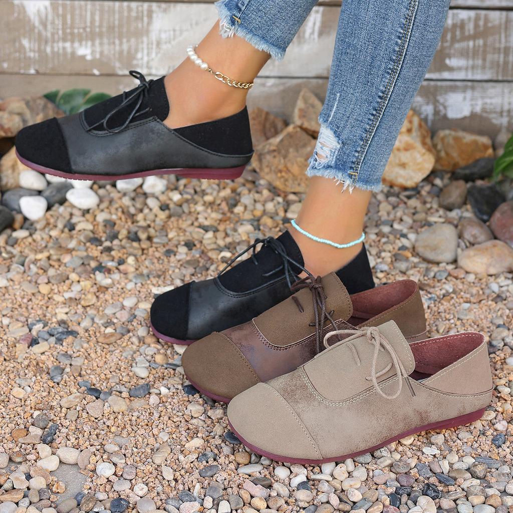 Balerini de damă stil vintage mărimi mari pantofi casual de damă comozi balerini plați pantofi retro cu gleznă joasă cu șireturi