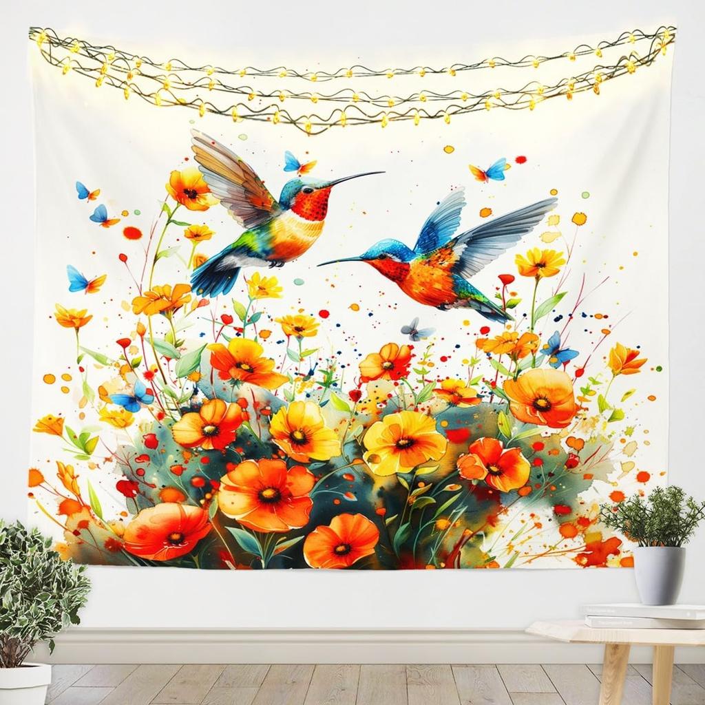 Floral Owl Tapestry For Girls,Kawaii Owl Birds Tapestry For Bedroom Boho Flowers Print Tapestries ,3D Animal Print Tapestry