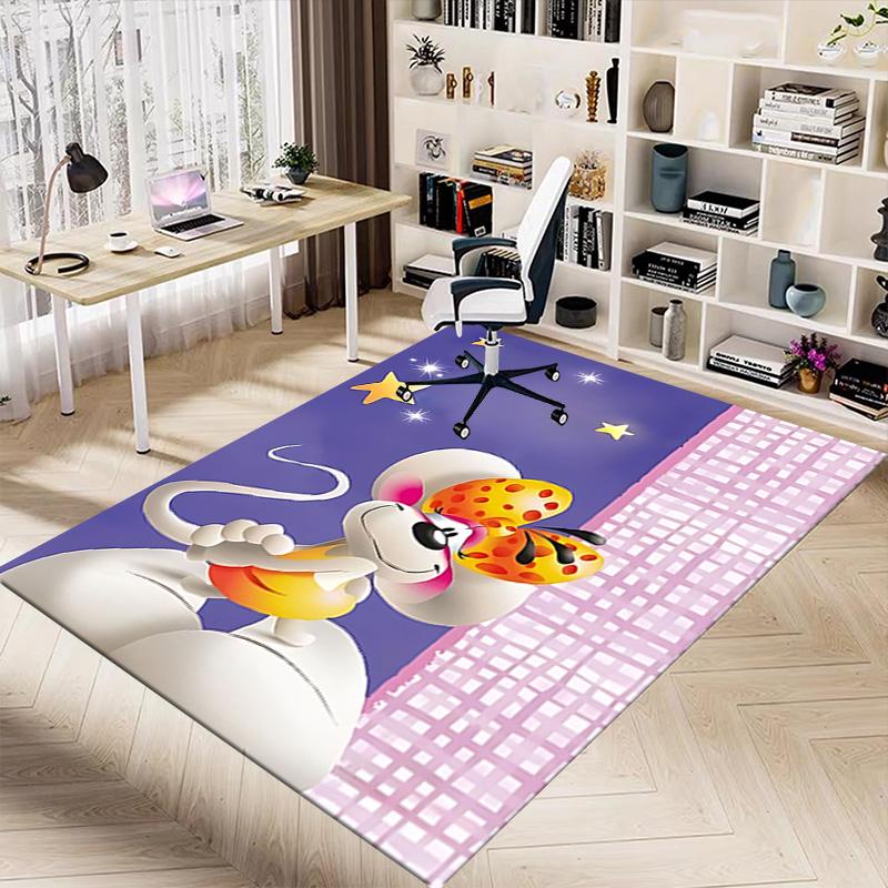1pc Thank Cute Mice Carpet for Playroom Bedroom Living Room Sofa Home Decor,kids Game Area Rug Non-slip Floor Mat Y72340