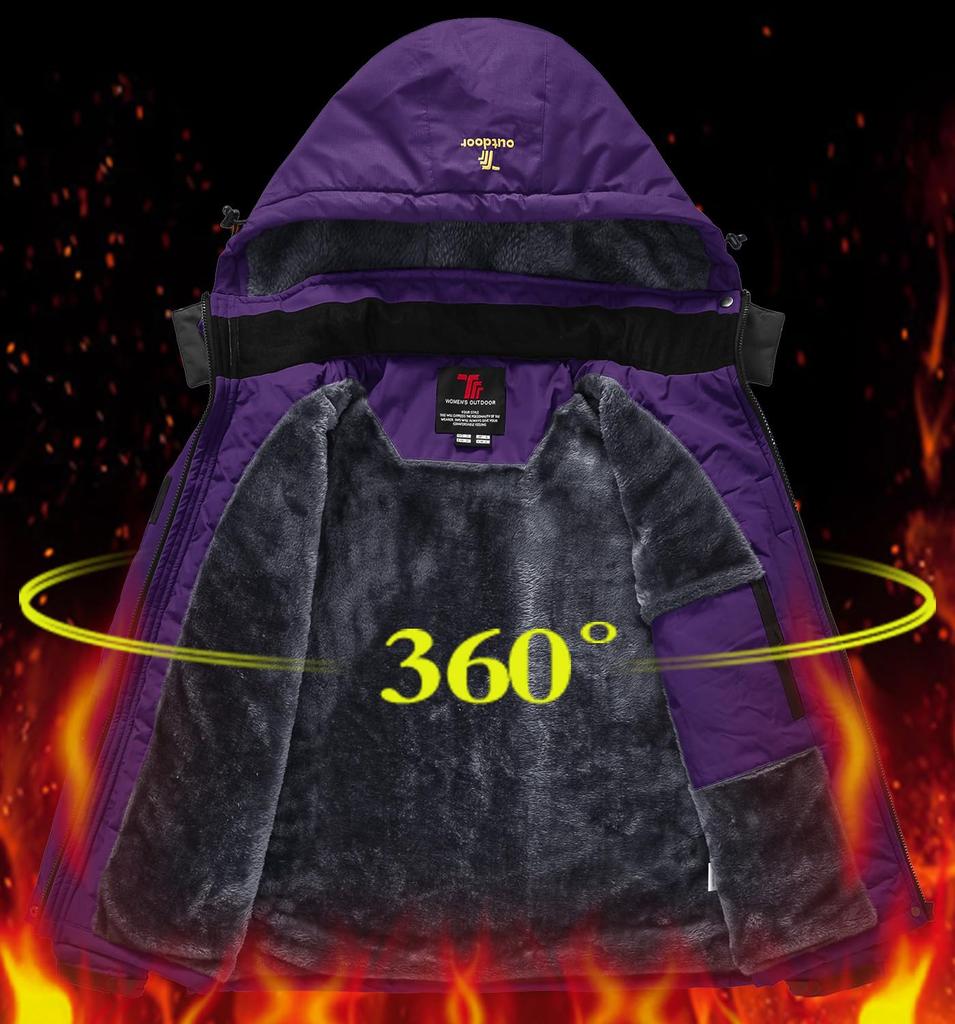 YSENTO Winter Jacket with Fleece Stand and Detachable and Warm for and Motorcycle Size L Women's Lining, Collar, Hood, Windproof, Water-Repellent,