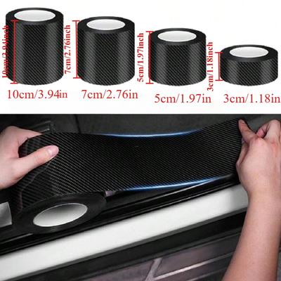 1PC 3D Carbon Fiber Sticker Paste Car Threshold Protective Film Anti Scratch Waterproof Matte Black Nano Sticker for Car Body