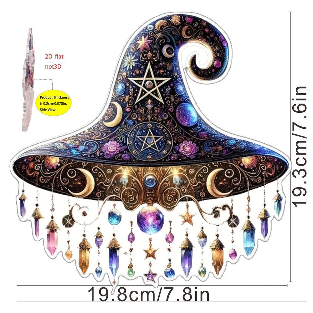 2D Halloween Witch Hat Decor Witch Hat Acrylic Window Decor Ornament Holiday Festive Seasonal Decoration for Porch Bedroom