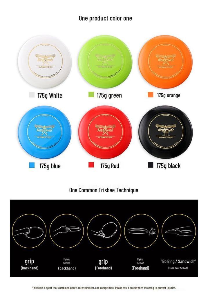 Aisenwer Professional Ultimate Frisbee 175g – Adult Team Beach Sport Disc