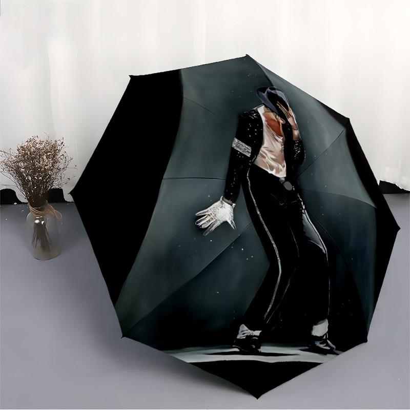 1pc Michael Jackson Dancing Icon Automatic Folding Umbrella - Compact 8-Rib Design, Durable Plastic & Iron, Daily Use F104005
