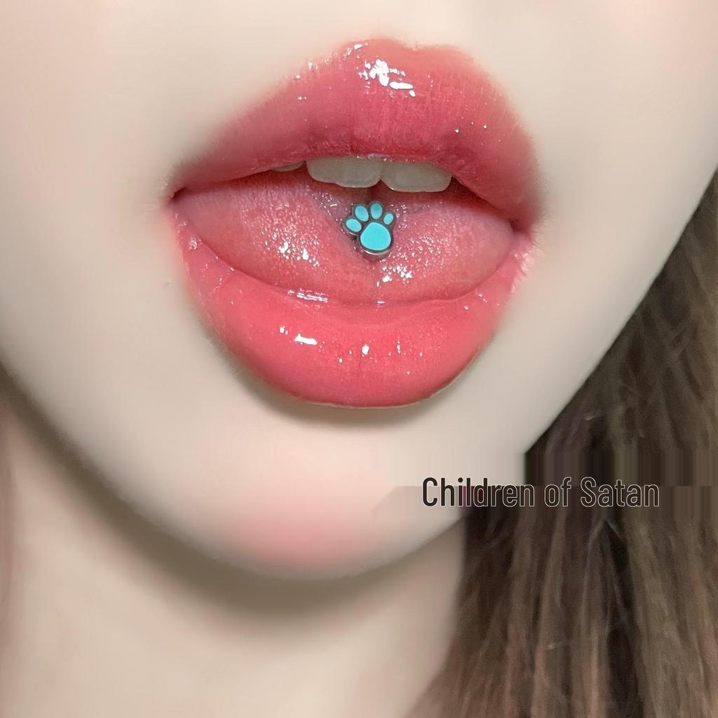 Söt titan tass tungpiercing: Söt & Kryddig Tjej Spiral Tungpiercing