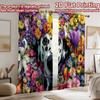 2D flat printing 2pcs Window Curtains Dalmatian Dog Flower Crown Digital Printed Polyester Drapes Family Party Perfect for Room