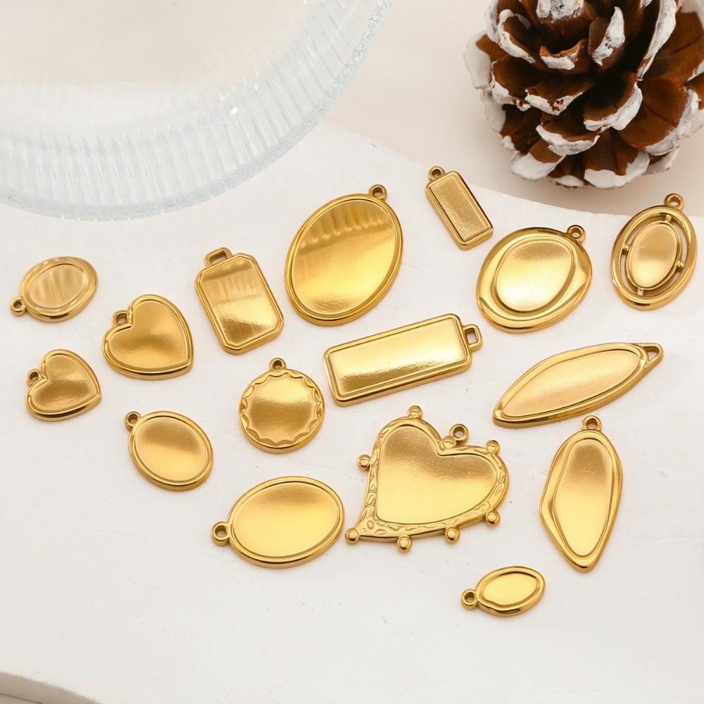 5Pcs Stainless Steel Cabochon Pendant Base Irregular DIY Charm Pendant Trays Heart Shape Blank Cabochon Base