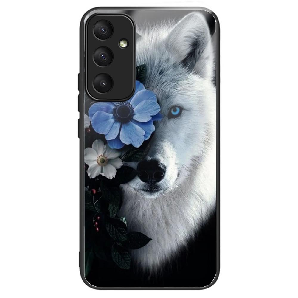 

For Samsung Galaxy A55 5G Tempered Glass Pattern Printing Case Phone Cover Wolf