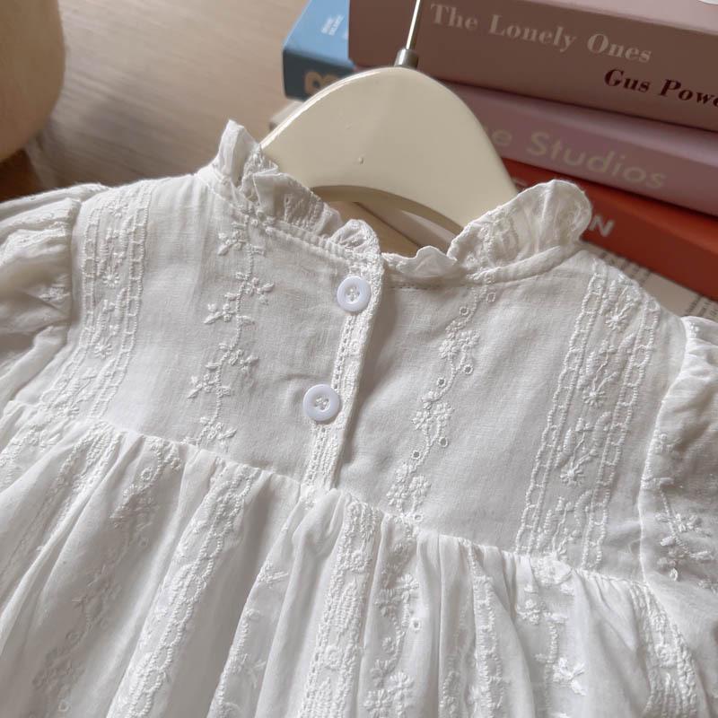 Mädchen Stilvolles Besticktes Langarm Prinzessinnenkleid - Frühling/Herbst