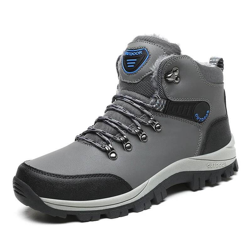Stivali invernali da uomo con pelliccia, caldi, da neve, antiscivolo, da lavoro, scarpe casual da uomo, impermeabili, in pelle, stivaletti alti, taglie forti