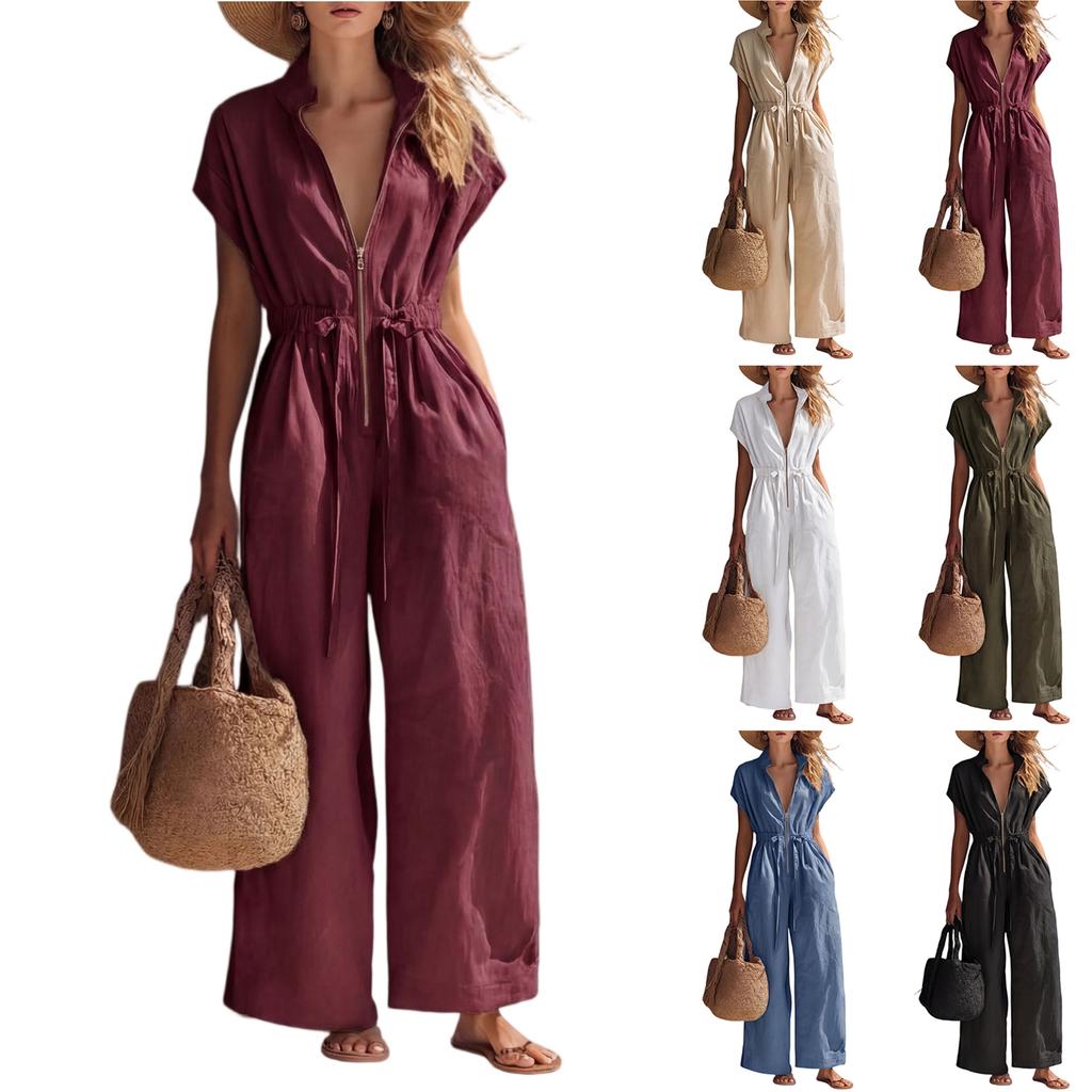 Short Rompers For Women Deep V Neck Sleeveless Jumpsuit Loose Fit Work Overalls Dressy Casual Summer Jumpsuits