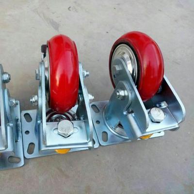 Shock-Absorbing 6-Inch Swivel Caster PU Wheel - Heavy Duty, Vibration Damping, Spring-Loaded Steering Wheel for Industrial Use