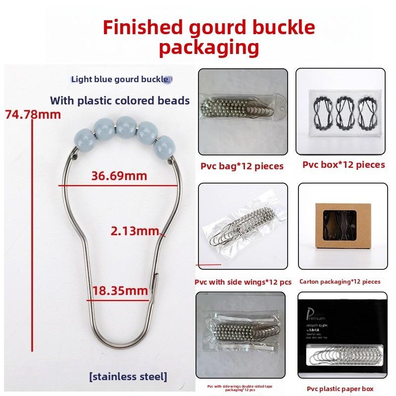 12-Piece Stainless Steel Rollerball Glide Shower Curtain Hooks - Rust-Resistant and Easy To Install