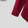 INCERUN Men V Collar Long Sleeve Splits Irregular One Buttons Front Cross Thin Tops Blazer