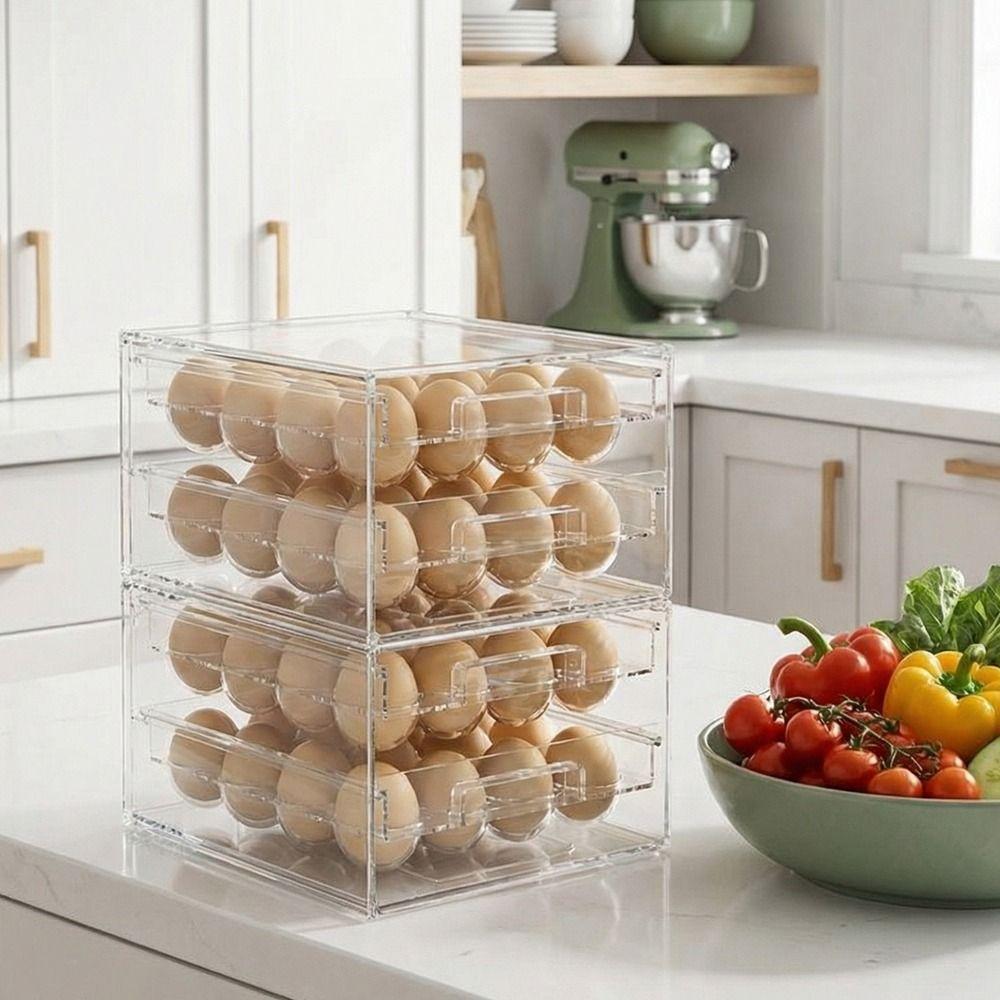 Drawer Style Egg Preservation Box Transparent Egg Container Practical Egg Storage Box  Refrigerator