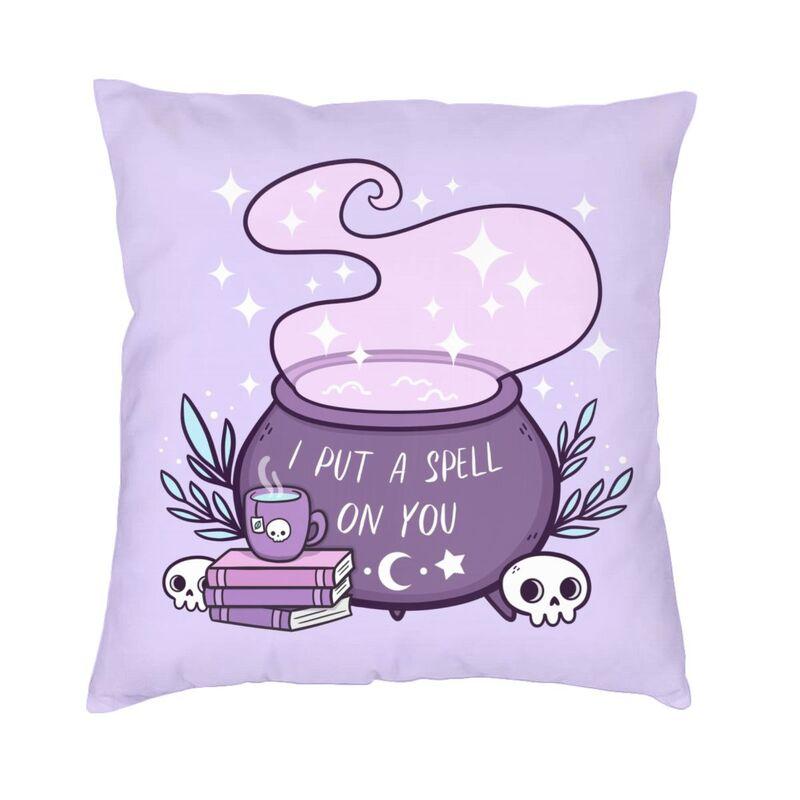 Halloween Witchcraft Witch Cushion Cover Soft Gothic Crow Cat Throw Pillow Case for Sofa Square Pillowcase Bedroom Decoration