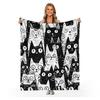 Cute cartoon black cat digitalprinted polyester Bedroom velvet flannel cover blanket Fleece soft sofa cover blankets for beds