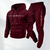 Unisex Hooded Sweatshirt Set With Letter Print Thick Warm Casual Sport Tracksuit Men Women Winter