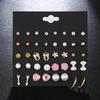 Korean Version of Fashion 10 Pairs of Board Pearl Set Stud Earrings Female Alloy Owl Dripping Oil Heart Earrings