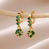Stainless Steel Green Zircon Ball Dangle Earrings For Women Spherical Earring  Trending Luxury Wedding Jewelry