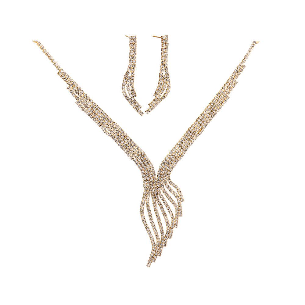 European & American Fashion Geometric Tassel Necklace and Earring Set - High-End Light Luxury Clavicle Chain золотой