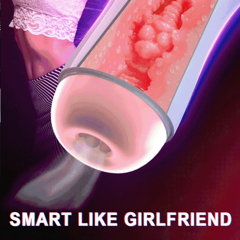Adult Products Men's Automatic Airplane Cup Sucking Telescopic Intelligent Sound Heating Simulation Channel Sex Masturbation