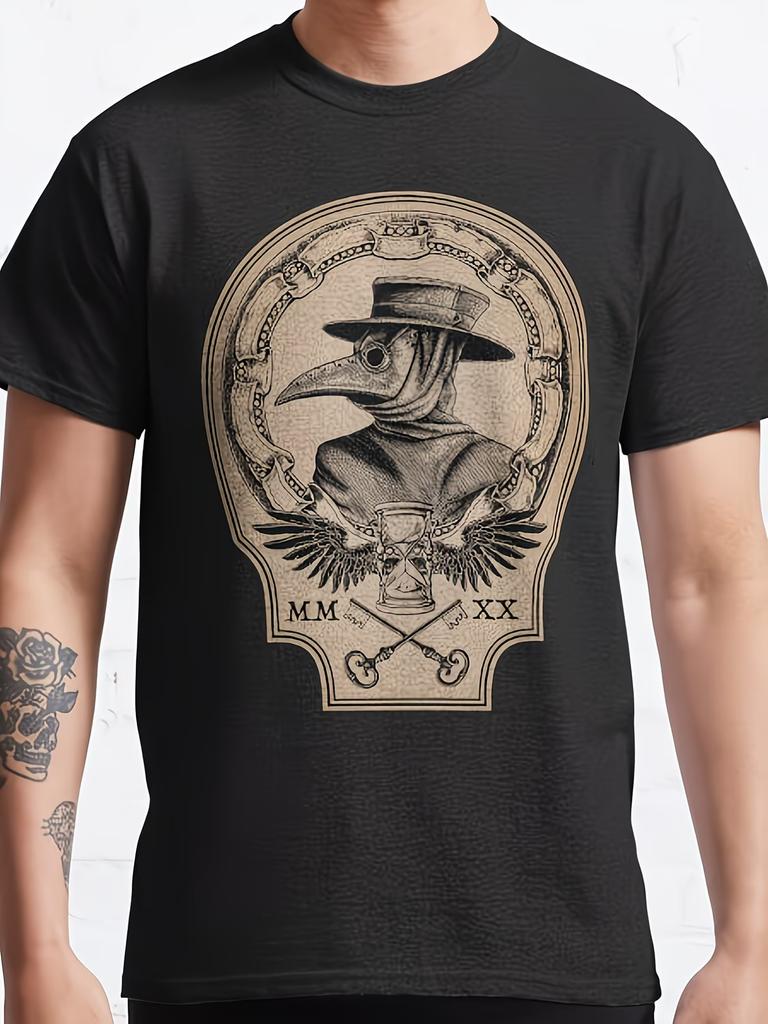 Vintage Plague Doctor Graphic T Shirt Tee Men's Women Cotton Summer Streetwear Casual Oversized