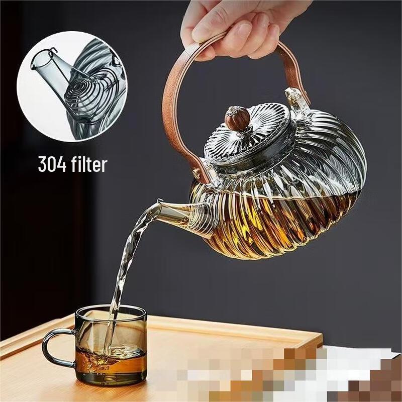 Стеклянный тыквенный чайник для тушения с ручкой