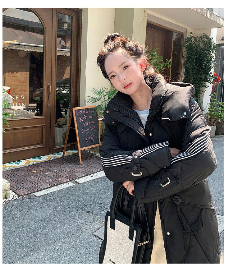 Women's Autumn and Winter Coat Solid Color Hooded Loose Thickened Windproof Mid-length Women's Jacket