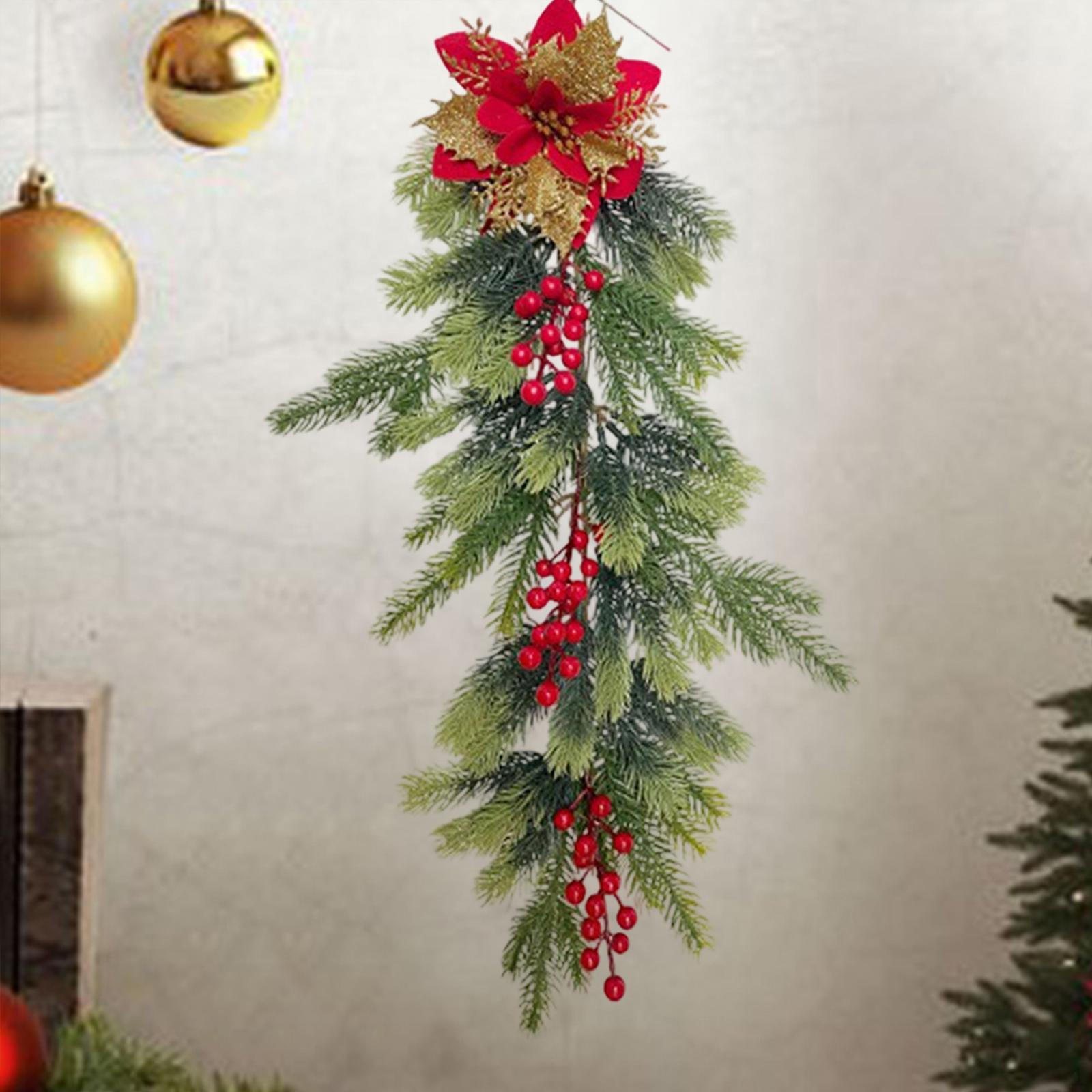 

Artificial Christmas Swag Greenery Wreath Pendant Ornament Staircase Decoration Door for