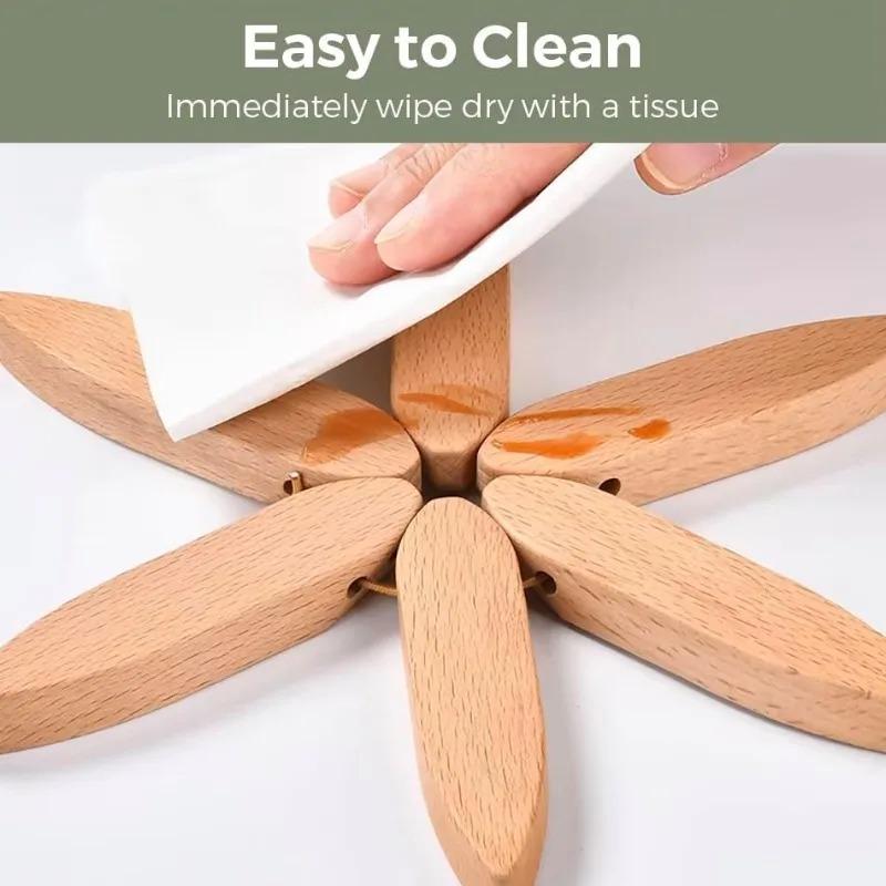 Creative Wooden Tree Folding Trivet Stand Heat Resistant Pot Mat Decorative Anti Scald Hot Pads Coaster For Kitchen Dining Table Protection