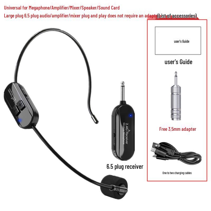 Wireless Microphone with Small Amplifier for Teacher's Headset & Trolley Speaker