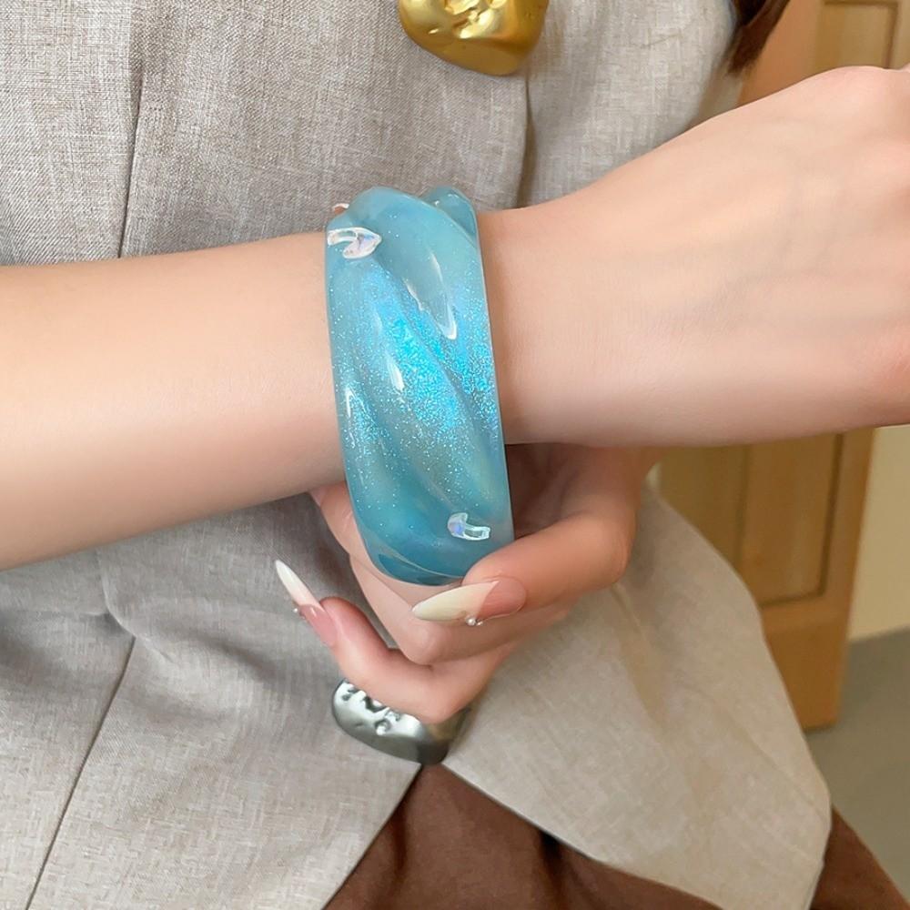 Star Mermaid Tail Deocr Women Wide Bracelet Circle Geometric Retro Hand Ring  Girls